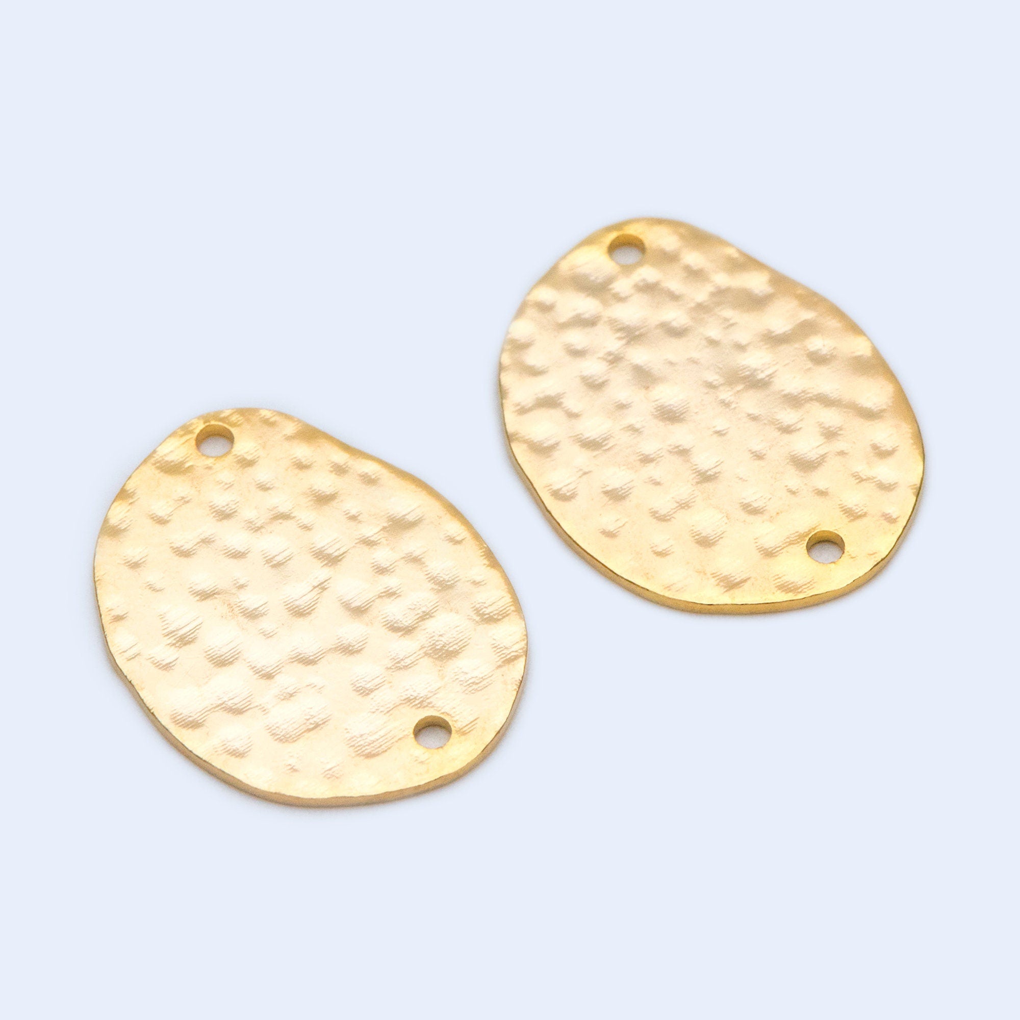 10pcs Hammered Oval Connector, Oval Charm, Gold plated Brass Oval Pendant (GB-654-C)